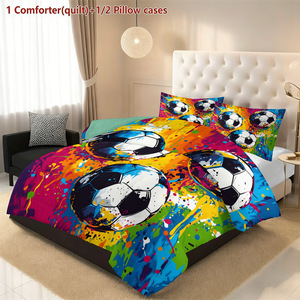 Juego de Ropa de Cama ChamXue, Juego de Edredón con Fundas de Almohada, Diseño Colorido con Temática de Fútbol, Edredón Alternativo de Poliéster, 3 Piezas, para Uso en las Cuatro Estaciones - Product Image 3