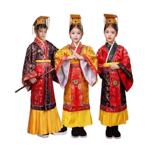 ชุดฮั่นฝูเด็กแบบจีนโบราณ ชุดจักรพรรดิ์สีแดงสำหรับเด็กชายและหญิง ชุดแสดงบนเวที ชุดถังสำหรับเด็ก ชุดคลุม+หมวก - Product Image 5