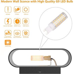 Appliques murales LED modernes Aipsun HW620, noires, pour salon, chambre à coucher, intérieur, câblées, en aluminium, appartements - Product Image 3