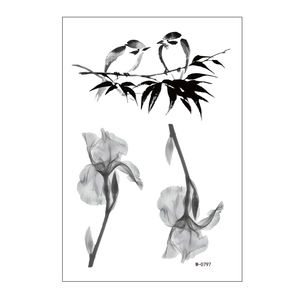 Impermeable tinta china Floral mariposa tatuaje pegatina jardín escena para Hanfu - Product Image 6