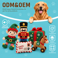 Jouet pour chien couineur personnalisé pour les fêtes, en peluche douce, motif animal de Noël, marque privée, vente en gros pour les acheteurs de marques d'articles pour animaux de compagnie