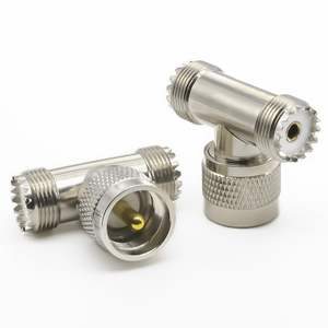 UHF erkek UHF dişi t parça konnektörler, Ham Tee konektörü <span class=keywords><strong>PL</strong></span>-259 koaksiyel kablo adaptörleri SO239 Splitter Ham radyo CB anten için - Product Image 1