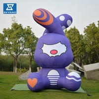 Modèle d'art gonflable personnalisé en forme de lapin violet pour la publicité d'événements en plein air, la décoration, la promotion de la marque et l'affichage