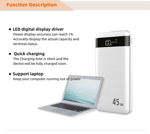 Batterie externe 45W pour téléphone 10000mAh 5V 2A 20000mAh avec écran LED QC3.0, station de charge de voyage pour téléphone - Product Image 2