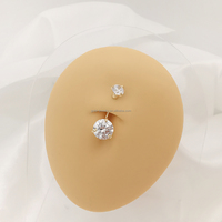 Perhiasan Tubuh Cincin Emas Asli 14K Berkualitas Tinggi dengan Zirkon Kubik, Grosir Laris Manis