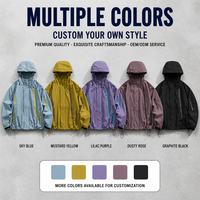 Veste coupe-vent légère imperméable à capuche pour l'extérieur, veste de pluie hydrofuge, manteau de randonnée, logo personnalisé, vente en gros