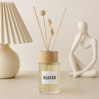 Bouteille diffuseur de parfum cylindrique en verre gaufré de 150 ml, vide, avec bouchon en plastique blanc, impression de logo personnalisée
