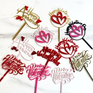 Décoration de gâteau en acrylique en forme de cœur pour la Saint-Valentin, nouvelle arrivée, accessoire de décoration de gâteau et fournitures de fête - Product Image 1