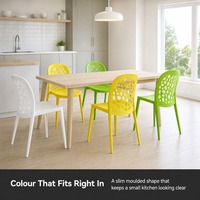 Chaise de salle à manger nordique en plastique, chaise colorée en PP avec dossier ovale creux pour cuisine et maison