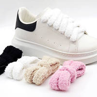 WEGOODZF Baskets en Toile Décontractées Personnalisées de Haute Qualité de 2.2cm de Large Lacets Plats Doux et Moelleux en Polyester et Peluche-Paire