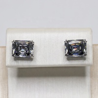 Boucles d'oreilles en moissanite en argent personnalisées 7x9mm 3ct couleur grise CrissCut Emerald Mossanite Diamond Earrings