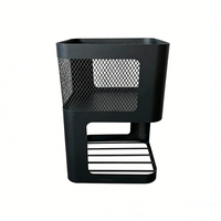 Brasero en fer robuste carré avec panneau en treillis et étagère de rangement en bois pour patio extérieur, jardin et camping