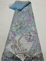 NI.AI Nouveau Tissu de Dentelle Africaine à Paillettes 2026 Broderie Française de Haute Qualité Luxe Brocart Lourd Perlé Dentelle de Mariée