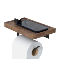 Porte-papier toilette mural en bois massif, moderne, luxueux et écologique, avec étagère pour rangement de salle de bain et support pour téléphone