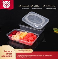 Boîtes à lunch rectangulaires jetables en PVC transparent PP 500ml-1000ml, boîte en plastique résistante au micro-ondes pour la livraison de repas