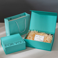 Boîte cadeau rigide de luxe verte personnalisée avec logo, avec couvercles, fermeture magnétique, pliable, avec carte et ruban pour l'emballage cadeau
