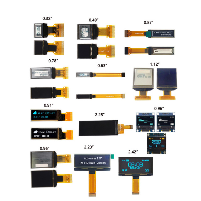 FYX Flexible PMOLED Displays 0.42/0.49/0.66/0.69/0.71/0.78/0.87 Inch Small Monochrome Screen SPI Interface PCB Mounting China