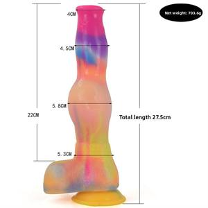 Gerçekçi köpek şekilli aydınlık yapay penis yumuşak silikon kadın mastürbasyon seks bebek Anal Plug ile özel parçalar Dildos - Product Image 5
