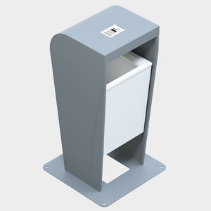 Contenedor de Basura Metálico Moderno para Exteriores con Tapa Abierta para Uso en Aceras, Diseño Industrial Duradero, Resistente al Agua - Product Image 1