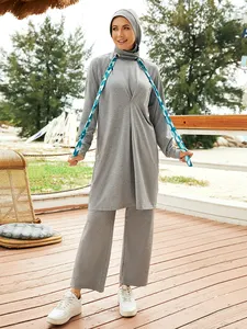 Roupa esportiva músculo 2022 novo design, moda academia feminina 3 pçs corrida hijab roupas esportivas ao ar livre modular islâmica
