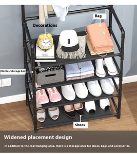 Perchero Metálico Multifuncional con Puerta y Almacenamiento Integrado para Ropa y Zapatos, 5+ Niveles, para Uso Doméstico en la Sala de Estar - Product Image 6