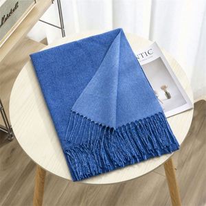 Bufanda Larga de Invierno al por Mayor con Borlas, Chal de Pashmina de Doble Cara de Color Liso, Bufandas Cálidas de Lujo de Cachemira para Mujer - Product Image 3