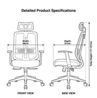 Chaise de bureau ergonomique moderne pivotante en maille rafraîchissante, chaise de bureau ergonomique en nylon noir avec fonction de refroidissement, hauteur réglable