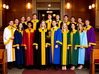 Robes catholiques personnalisées OEM en gros, costumes d'église unisexes, robes de chœur de graduation, rouge avec garniture dorée