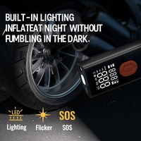 Car Motorcycle Bike Ball ABS Emergency Light Portable Electric Tire Inflator Pump 12V 150PSI Wireless Digital Display Air
