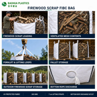 Sac en vrac ventilé pour bois de chauffage 1000 kg, sac en filet Jumbo FIBC pour assaisonnement, robuste, traité anti-UV, réutilisable, Saco De Lena
