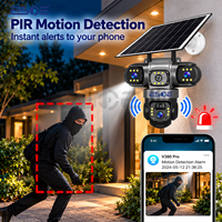 Caméra solaire CCTV ESOE V380 Pro 4G Sim Wifi, 3 objectifs, 6MP, audio bidirectionnel, vision nocturne couleur, H.265, pour extérieur
