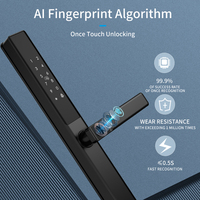 DQ02 Kunci Pintar Tuya Smart Lock Dua Sisi IP65 Tahan Air Kontrol Sidik Jari Kata Sandi Kartu Cloud untuk Pintu Kayu/Baja/Baja Tahan Karat