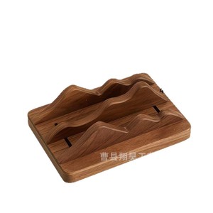 Wooden Desk Phone <b>Stand</b> Double Groove Storage Rack <b>For</b> <b>Tablet</b> And Mobile Phone Home Office Use - Product Image 2