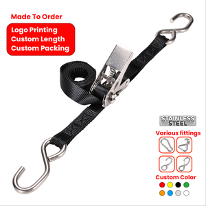 Sangles à cliquet résistantes à l'eau salée, longueur personnalisée 1 pouce, 800 kg, avec crochet en S, pour le contrôle de la cargaison en extérieur - Product Image 1