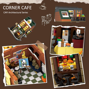 Jouet de construction de maison de café 1543 pièces avec lumières, modèle MOC, vue sur la rue, ensembles de briques de ville, jouets pour enfants, vente chaude - Product Image 4