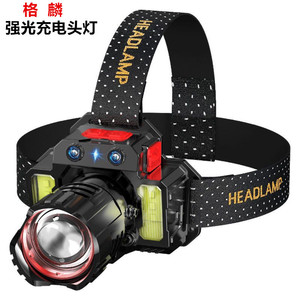 ไฟหน้าแบบ LED ชาร์จได้ พร้อมสวิตช์เซ็นเซอร์ชาร์จแบบ Type C ซูมปรับโฟกัสได้ สำหรับตกปลา - Product Image 3