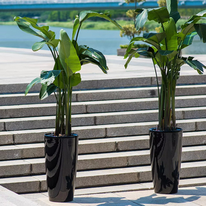GARDEN &amp; <strong>HOME</strong> Hotel <strong>Decorative</strong> Nodic <strong>Big</strong> Large Round Black Flower <strong>Pots</strong> Silver Interior Planters <strong>Pot</strong> for Tree <strong>Artificial</strong> <strong>Plant</strong>