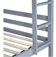 Lit superposé convertible avec lits simples, étagères, têtes de lit, échelle, étagères de rangement, cadre de lit détachable, gris