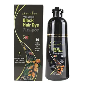 工厂OEM批发黑色棕色染发快速着色洗发水，适用于灰色头发神奇的头发黑色洗发水