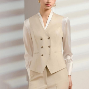 Abiti da <span class=keywords><strong>Donna</strong></span> su Misura alla Moda, Completi da Lavoro Femminili Personalizzati con MOQ Basso, Tessuto 100% Lana Super120s Bianco Latte, Fornitura a Lungo Termine - Product Image 4