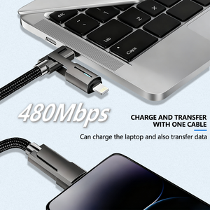 <span class=keywords><strong>Cable</strong></span> de Carga Rápida USB 5A de 240W, 4 en 1, de Nailon y Aleación de Zinc, con Cobre Puro, para Teléfonos Móviles y Bancos de Energía - Product Image 4