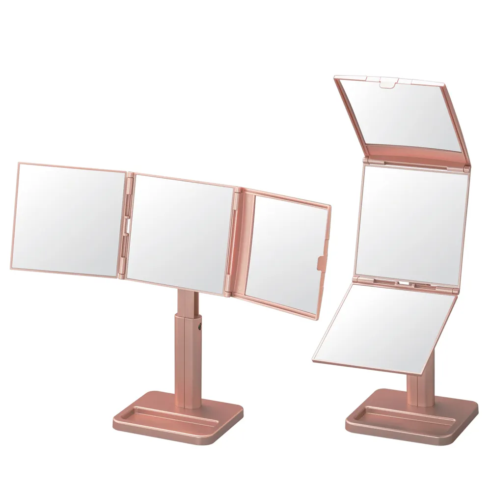 Japanese high transparency magnifying square styling stand table 3 way mirror makeup