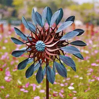 Hourpark rüzgar spinner dikey bahçe çiçek bakır açık mavi metal rüzgar spinners