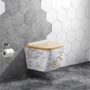 Inodoro suspendido de diseño conciso con descarga por gravedad, sin borde, cuadrado, sanitario - Product Image 5