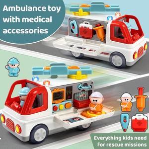 Giocattolo Ambulanza Multifunzionale per Bambini, Gioco di Ruolo Educativo, Veicolo di Soccorso con Barella, Kit Medico con Luci e Suoni - Product Image 2