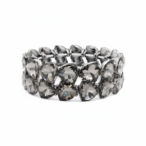 Gunmetal Plated Black Diamond <b>Glass</b> Stretch Bracelets Fashionable <b>Bangles</b> - Product Image 2