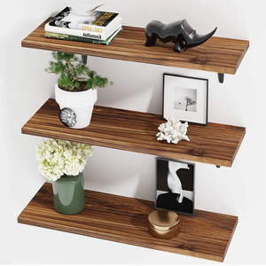 Rustic <strong>Wood</strong> Floating Shelves Wall Mounted <strong>Shelving</strong> Set of 3 Decorative Wall <strong>Storage</strong> Shelves for Bedroom, Living Room, Bathroom - Product Image 1