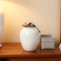 Vase de table en céramique blanche avec logo personnalisé en gros, art déco, pot en porcelaine scellé, ustensiles de cuisine, récipient de rangement pour la maison