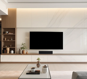 Meuble TV moderne et minimaliste en bois avec fonction lumineuse Rangement de luxe Support TV Salon Chambre à coucher Salle à manger Hôtel Meubles de maison - Product Image 1