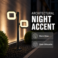 Lampe de jardin LED à double tête orientable en aluminium moulé sous pression, forme carrée, coupe plate et coupe angulaire, AC85-260V 48W 3000K IP65